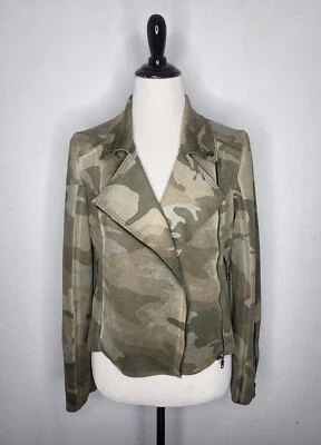 Jaqueta de Moto MARRAKECH Anthropologie Feminina Camuflagem Faux Sued Pequena Nova Com Etiqueta - Imagem 1 de 4