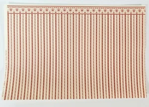 Dollhouse HALF SCALE Wallpaper 3 Sheets Red & Cream Striped "Regency" 1:24 Scale - Picture 1 of 4