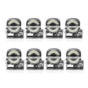 8 PIEZAS Cinta LK-4TBN LC-4TBN compatible de 1/2" para EPSON LabelWorks Negra sobre Transparente - Imagen 1 de 10