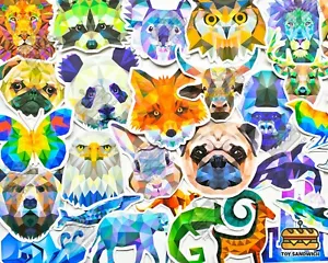 Paquete de 34 pegatinas ""Arte abstracto"" geométrico psíquico hippie calcomanías lindas para animales - Imagen 1 de 6