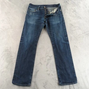 Gap 1969 Selvedge Jeans 32x32 (Fits 32x31) Blue Straight Button Fly Dark Faded - Picture 1 of 19
