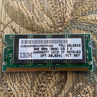 64MB PC66 SDR SD-RAM 66MHz SO-DIMM IBM 20L0241 Think Pad 8MX64 Memory Module - Image 1 of 2