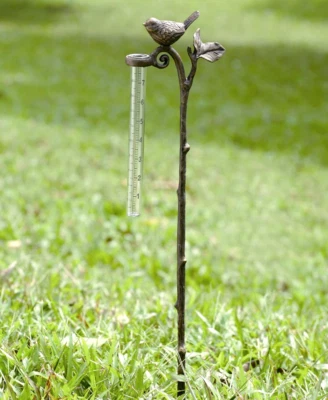 Bird On Branch Rain Gauge Garden Stake Rain Watcher Metal ~ SPI Home 33079 - Image 1 of 4