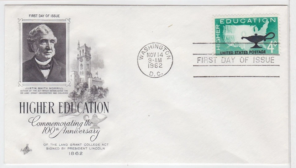 TurtlesTradingPost- Higher Education - 1962  #1206  FDC Artcraft Cachet - Image 1 of 1