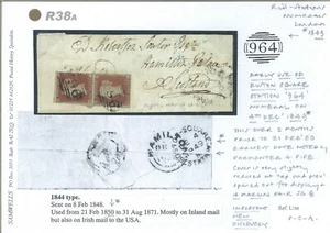 GB Cubierta RARA *964*EUSTON ESTACIÓN DE TREN CUADRADA NÚMERO 1d Rojo 1849 Londres R38a - Imagen 1 de 6