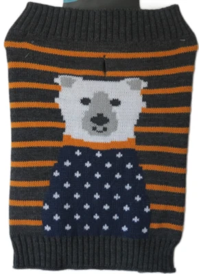 Huka Hundepullover S Mehrfarbig gestreift mit Bär-Motiv - Bild 1 von 2