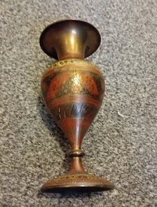 Vintage Made in India dekorative geätzte Messing Blumenvase langer Hals 🙂 🙂 - Bild 1 von 7