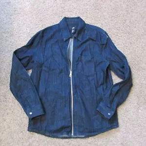 NWOT H&M Medium Blue Denim Full Zip Shirt Jacket Pockets Quality Heavier - Picture 1 of 2