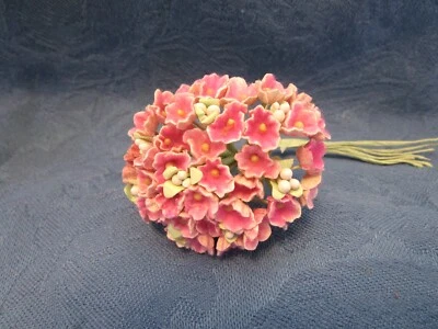 Vintage Forget-Me-Not Flowers Pink Millinery Hat Doll Craft Stems 40 Flowers
