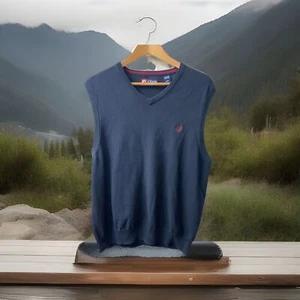Ralph Lauren Chaps Suéter Chaleco Para Hombres Grande Azul Marino Sin Mangas Tejido Apretado Logo - Imagen 1 de 9