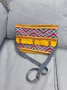Women orange Ethnical boho hippie Summer Shoulder Bag Handbag Woven medium beach - Picture 1 of 15