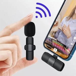 Microfono Wireless Lavalier Registrazione Audio Video Mini Microfono per Android/iPhone - Foto 1 di 12