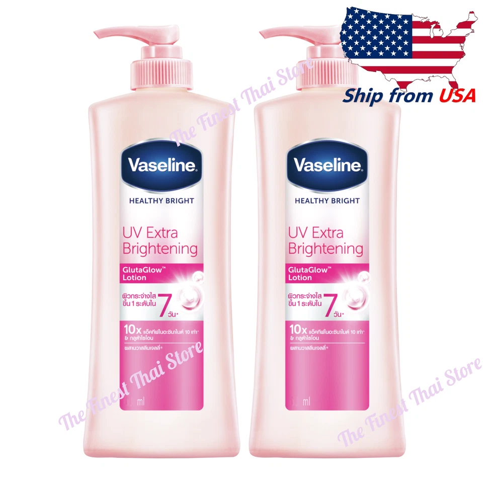 Vaseline Healthy Bright UV Extra Brightening Lotion GlutaGlow Lotion 370 ml x 2