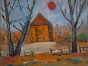 Large Original Art Landscape Painting on Stretched Canvas 14" x 11" - Photo 1 sur 4