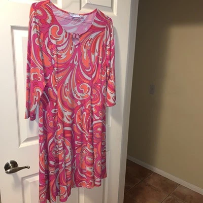 susan graver dress lg Princess Seams 1960 Vibe Costume Worthy.  Hippy. 3/4 Sleev - Image 1 of 4