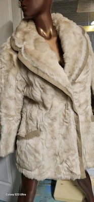 Vintage Coat Grandella By Sportowne Women's Champagne Color Faux Fur Size M/L  - Image 1 of 4