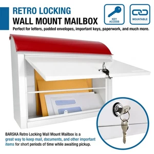 BARSKA City Postal Mail Delivery MAILBOXES Wall Mount Thick Steel Key Locking - Picture 1 of 7