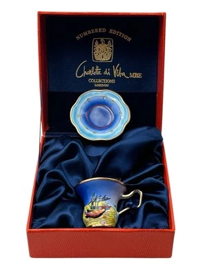 Charlotte di Vita ~ Van Gogh Sailboat Ship Ocean Enamel Mini Teacup & Saucer Set - Image 1 of 4