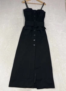 VTG 1960s Geoffrey Beene Boutique Dress Sz 8 Black Belted Midi w/ Pockets Mod - Picture 1 of 14