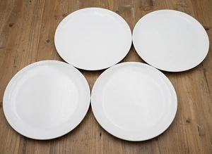 Primagera Beaded Rim White Stoneware 11" Dinner Plates Set of 4 Made in Portugal - Picture 1 of 11