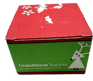 Juego de 4 velas de té de caja y barril, ciervo de nieve con sombrero rojo, vidrio esmerilado - Imagen 1 de 3