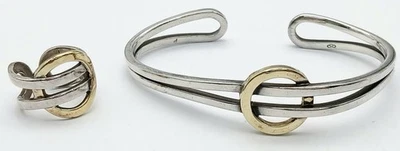 Vintage Matching Links Of London Sterling Silver/gold Payed Torque Bangle & Ring - Image 1 of 4