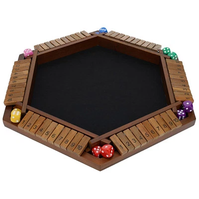 Pacific Shore Games 6 Player Shut The Box Dice Game,Walnut Stained Wood, Large - Image 1 of 4