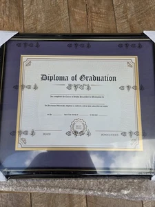Graduation Mall 11x14 Diploma Frame Black - Purple Mat/Gold Trim - New - Picture 1 of 11