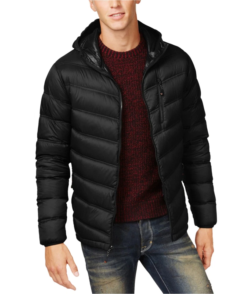 Hawke & Co. Mens Packable Chevron Puffer Jacket, Black, Small - Image 1 of 1