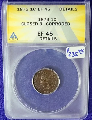 1873 Indian Head Cent (Penny) Closed 3 XF45 - Image 1 of 2