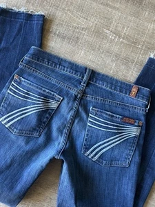 7 For All Mankind Dojo Jeans Damen 27 Low Rise bestickt Raw Hem Denim y2k - Bild 1 von 17