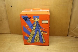 Vintage Barbie Fashion Doll Wardrobe Trunk Case Storage Orange - Picture 1 of 10