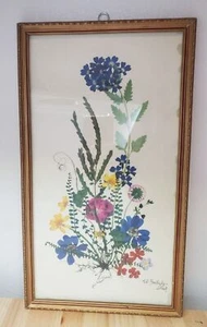 Antique Framed Flowers Print - Signed - G - Picture 1 of 3