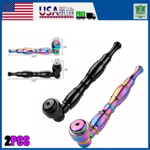 2 Packs Metal With Caps Hand Pipes+Bag set Detachment Tobacco Smoking Pipes - Picture 1 of 12
