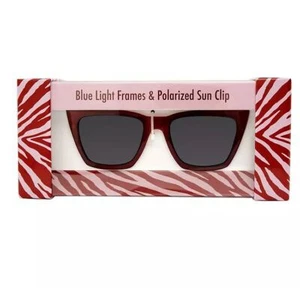 Clip para gafas de sol Christian Siriano para dama, bolsa y marcos de luz azul, nuevo en caja - Imagen 1 de 5