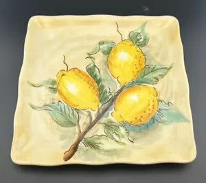 MAXCERA Yellow Lemon Handcrafted Ceramic Pottery Square Plate Size 8.5”x8.5” - Picture 1 of 6