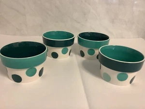NEW M&S MARKS AND SPENCER SPOTTY HAND PAINTED - ICECREAM / DESSERT BOWL DISH - Picture 1 of 11