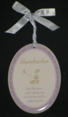 Letrero placa de pared de cerámica Russ Berrie Abuela con cinta colgante lavanda Foto 1 de 2