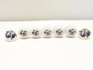 7 Vintage Porcelain White Floral & Fruit,  Drawer Pulls, Cabinet Knobs! - Picture 1 of 1