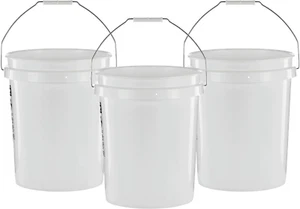 United Solutions 5 Gallon Bucket - 3 Pack, White, Heavy Duty Bpa-Free Plastic Bu - Picture 1 of 6