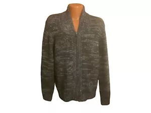 Vince Men’s Heather Grey Marl Wool Yak Full Zip Cardigan Sweater Size L Pockets - Picture 1 of 16