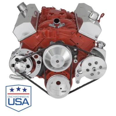 Small Block Chevy V-Belt Kit SBC 283 302 305 350 400 Long Water Pump LWP - Image 1 of 3