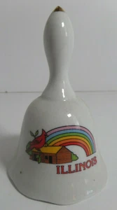 Bell collectable, Ceramic, Illinois, rainbow, bird, log cabin - Picture 1 of 1