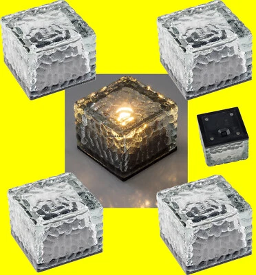 4er-Set Solar-Dekosteine LED-Pflasterstein m.Akku warmweiß IP65 Dämmerungssensor - Bild 1 von 4