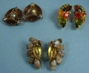 Menge 3 Paar High End Clip On Strass Ohrringe Basteln oder Tragen L57 - Bild 1 von 5