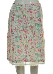 Falda para mujer So Blue Sigrid Olsen talla 2P blanca floral línea A hasta la rodilla algodón - Imagen 1 de 4