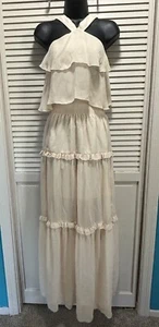 Kendall & Kylie Vanilla Bean Chiffon Maxi Dress SIze 8-10 Tiered Lined NWT - Picture 1 of 11