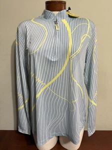 JAMIE SADOCK WOMEN'S LONG SLEEVE 1/4 ZIP GOLF TOP LARGE BLUE NEW - Picture 1 of 4