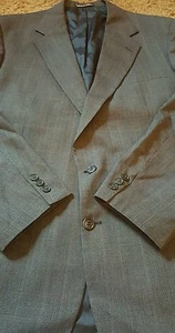 Men's Blazer Sport Coat Size 42L STAFFORD Two Button Gray Check 100% Wool EUC - Picture 1 of 7