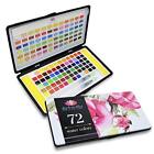 72 Watercolor Paint Set with 2 Water Brushes and 72 Vibrant Color Cakes in Tin